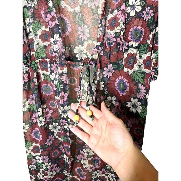 Cure Floral Print Long Maxi Kimono‎ Coverup Size XL - Picture 3 of 7